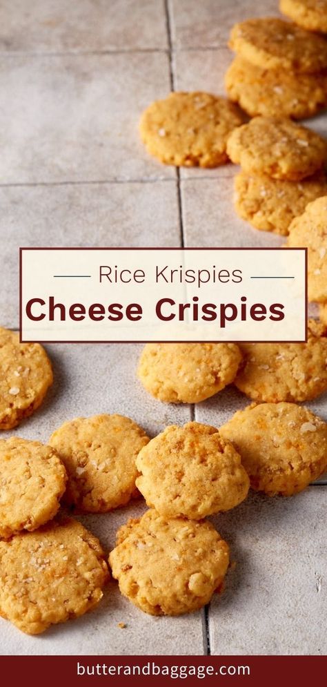 Cheese crispies are a buttery and cheesy finger food that make the perfect non greasy appetizer or snack. Made with 6 simple ingredients in under 15 minutes for an extremely easy recipe. Rice Krispies are the secret! Recipes Using Rice Krispies, Recipes Using Rice, Cheese Cracker Recipe, Homemade Cheese Crackers, Crispy Recipes, Cheddar Crackers, Recipe Rice, Crispy Cheese, Homemade Crackers