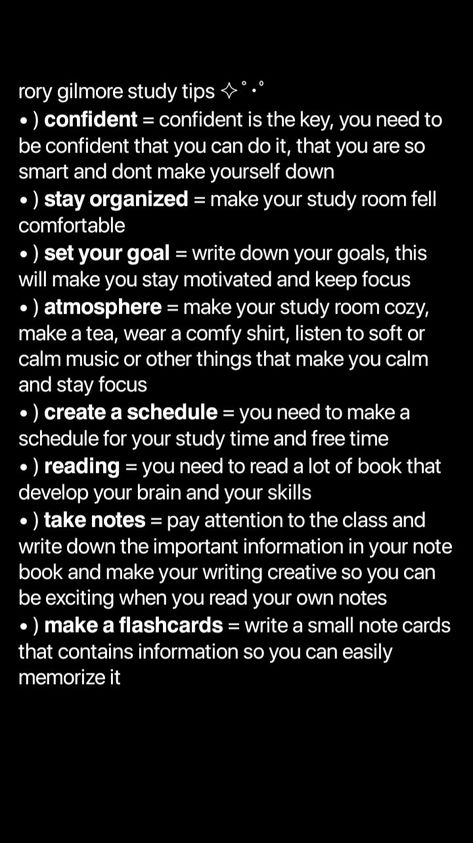 rory gilmore study tips Rory Gilmore Study, Motivation Study, Exam Study Tips, School Goals, High School Survival, Effective Study Tips, High School Advice, Study Techniques, Student Life Hacks