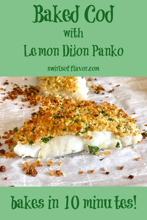 Panko Baked Cod, Baked Cod With Panko, Baked Cod Recipes Oven Panko, Cod Side Dishes, Cod Recipes Oven, Cod Loin Recipes, Cod Fish Recipes Baked, Baked Cod Fillets, Cod Fillet Recipes