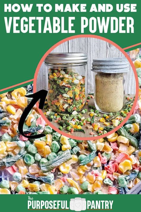 Desert Homesteading, Purposeful Pantry, Fruit Dehydrator, Dehydrating Recipes, Dehydrating Food Storage, Vegetable Powder, Freeze Dried Vegetables, Dehydrating Food, Dehydrated Foods