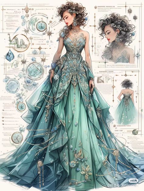 Dreamy Gowns, Dress Illustration, Fantasy Dresses, Fashion Drawing Dresses, Dress Design Sketches, Fashion Illustration Dresses, Dress Sketches, Dress Drawing, Fantasy Gowns