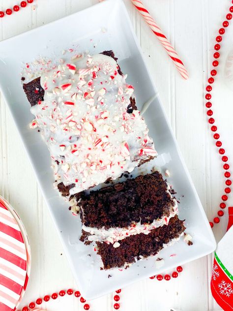 Chocolate Chunk Peppermint Loaf – Kate's Safe & Sweet Chocolate Peppermint Sourdough, Chocolate Peppermint Bread, Christmas Loafs, Chocolate Peppermint Loaf, Holiday Dessert Platter, French Pastries Recipes, Chocolate Peppermint Cake, Pastries Recipes, Peppermint Cake