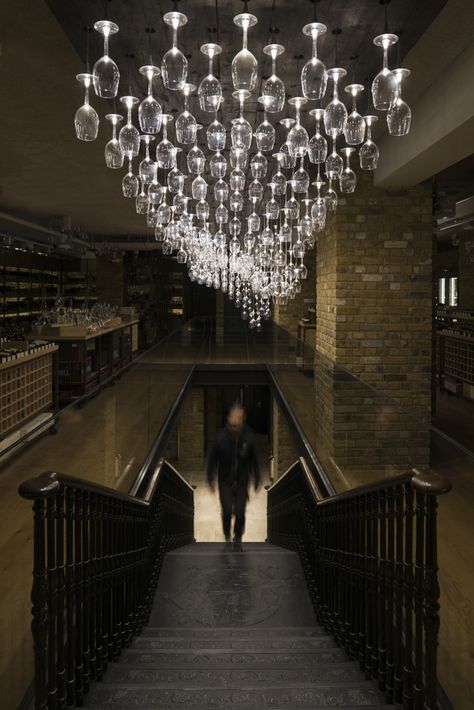 Hedonism Wines light feature by Jonathan Coles, via Behance Wine Cellar Lighting, Wine Store Design, Wine Shop Interior, Main Staircase, Wine Boutique, Light Feature, Wine Cellar Design, Cellar Design, Luxury Bar