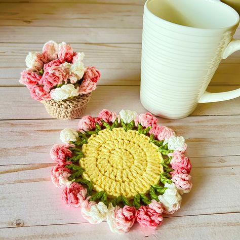 Flower Coasters, Crocheted Flower, Crochet Fairy, Stock Flower, Crochet Coasters, Flower Plant, Crochet Home, Craft Sale, Buy Handmade