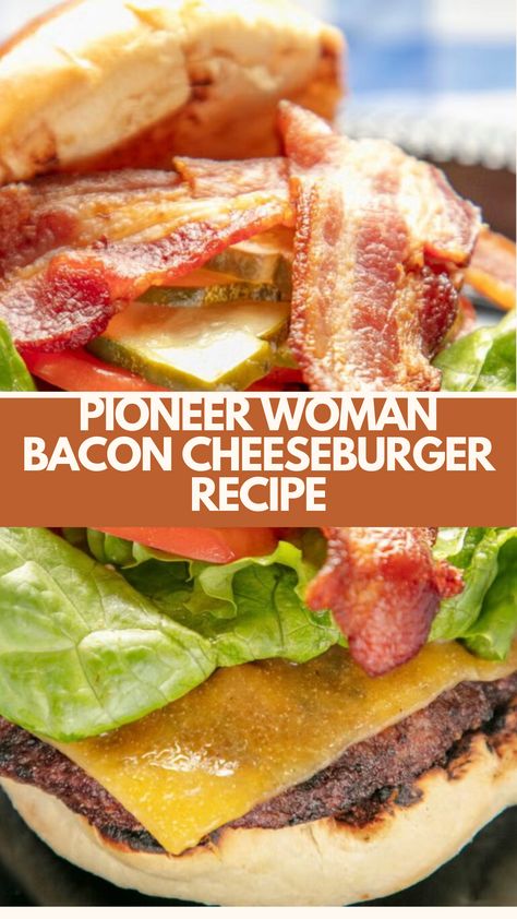 Pioneer Woman Bacon Cheeseburger is made with ground beef, crispy bacon, cheddar cheese, and Kaiser rolls. This easy cheesy bacon cheeseburger recipe creates a delicious dinner that takes about 30 minutes to prepare and can serve up to 8 people. Paula Deen Meatloaf, Pioneer Kitchen, Bacon Cheeseburger Meatloaf, Kaiser Rolls, Cheeseburger Recipe, Cheesy Bacon, Homemade Cake, Bacon Cheeseburger, Homemade Cake Recipes