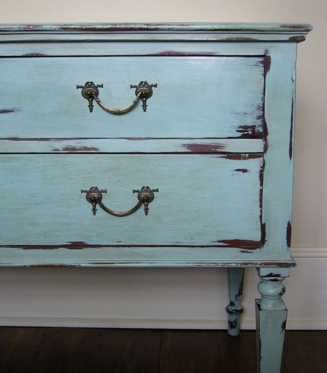 Juniper and Roses: Annie Sloan Chalk Paint 1 part 'Provence' mixed with 2 parts 'Old White' Chalk Paint Colors, Chalk Paint Projects, Annie Sloan Paints, Furniture Rehab, Distressed Furniture, White Chalk, Chalk Paint Furniture, Annie Sloan Chalk Paint, Refurbished Furniture