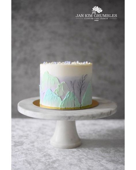 Jan Kim Grumbles Cake Design on Instagram: “🏔🌿More mountain and foliage designs for the nature lover in us all~ • • • • • • • • • • #buttercream#buttercreamcake…” Painted Cakes, Custom Cake, The Nature, Custom Cakes, Egg Cup, Cake Stand, Nature Lover, Cake, On Instagram