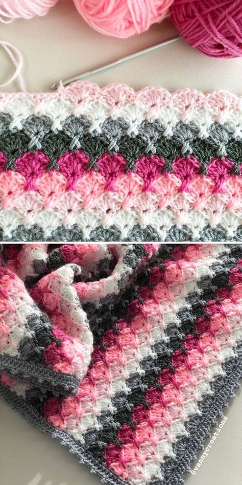 Shell Stitch Blanket Ideas - Free Patterns and Inspiration | Crochetpedia Crocheted Afghans, Crochet Throw Pattern, Crochet Blanket Pattern Easy, Crochet Afghan Patterns Free, Crochet Shell Stitch, Crocheted Blanket, Confection Au Crochet, Crochet Stitches For Blankets, Crochet Stitches Free