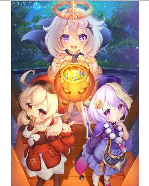 Halloween Wallpaper, Anime Kawaii, Cute Anime Character, Anime Chibi, Anime Style, Genshin Impact, Aesthetic Anime, Game Art, Anime Wallpaper