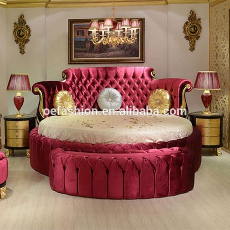 OE-FASHION home customize red double luxury european style antique french romantic wedding round bed, View wedding round bed, OE-FASHION Product Details from Foshan Oe-Fashion Furniture Co., Ltd. on Alibaba.com Round Bed With Storage, Round Bed Designs, French Romantic Wedding, Circle Bed, Brown Leather Couch, Round Bed, Romantic Fashion, Mattress Buying, Round Beds