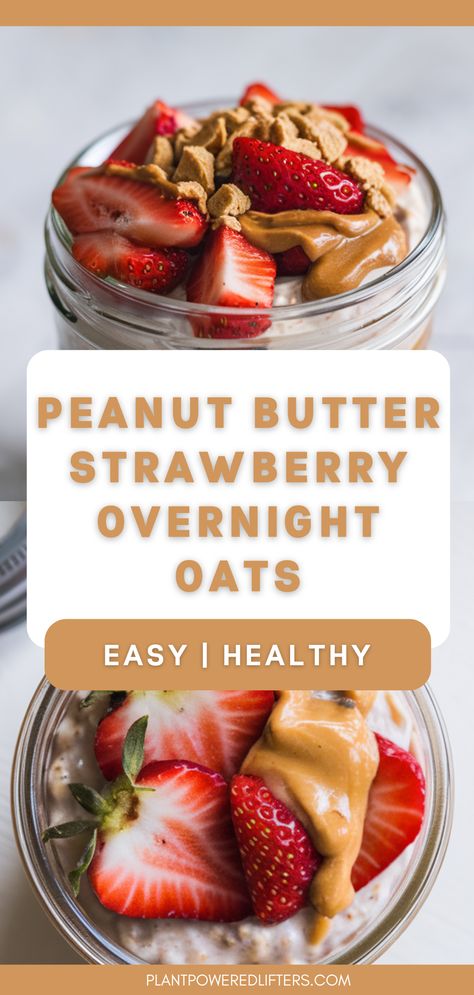 Are you looking for strawberry overnight oats with peanut butter? Look no further! These overnight oats are easy to make, and surprisingly healthy. Whether you're looking for easy overnight oats in a jar, a high-protein vegan breakfast or vegan overnight oats, this recipe has got you covered! Oats And Fruit Breakfast, Strawberry Peanut Butter Overnight Oats, Over Night Oat Recipes, Overnight Peanut Butter Oats, Overnight Oats Healthy Dairy Free, Low Cal Overnight Oats Recipe, Over Night Oats Recipe Healthy, Overnight Oats Strawberry Banana, High Protein Overnight Oats Healthy