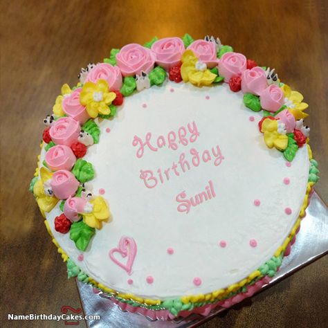 Happy Birthday Sunil Cakes, Cards, Wishes Happy Birthday Kay, Hbd Cake, Birthday Cake Images, Birthday Cake Writing, Happy Birthday Cake Photo, Happy Birthday Cake Pictures, Cake Writing, Birthday Cake Pictures, Birthday Cake With Flowers