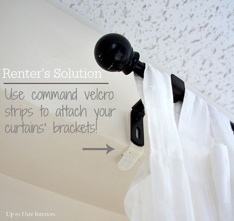 Curtains with Command Hooks Hacks For Renters, Apartment Decorating Hacks, Boho Apartment, Decorating Hacks, Hang Curtains, Apartment Hacks, Rental Decorating, Apartment Decor Inspiration, Command Strips