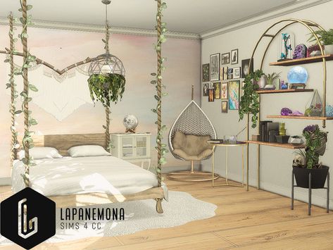 Lapanemona's Harmony - Furniture set Witch Living Room, Palette Bed, Sims 4 Cc Furniture Living Rooms, Sims 4 Beds, Resource Furniture, Sims 4 Tsr, Mod Furniture, Sims 4 Bedroom, Hanging Beds