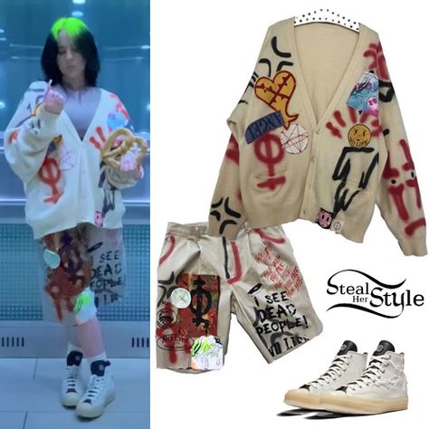 Billie Eilish: "Therefore I Am" video ::: Skoot Apparel sweater & shorts Billie Eilish Hoodie Outfit, Billie Eilish Converse, Billie Eilish Outfits Inspired, Billie Eilish Inspired Outfits, Billie Eilish Clothes, Skoot Apparel, Billie Eilish Fashion, Billie Eilish Hoodie, Gothic Hoodies