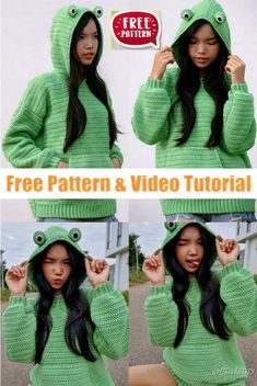 Crochet Practice, Crocheting Clothes, Easy Crochet Ideas, Frog Hoodie, Crochet Blouses, Crochet Apparel, Crocheted Clothes, Crochet Blouse Pattern, Crochet Sweater Design