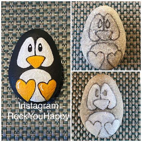 Small Rock Art Ideas, Penguins Painted On Rocks, Pet Rock Ideas Diy, Rock Painting Ducks Stones, Rock Painting Patterns Free Printable, Mini Painted Rocks, Rock Painting Animals Easy, Penguin Painted Rocks, Painted Rocks Animals Easy