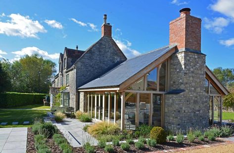 Oak Framed Kitchen Extension in Somerset - David Salisbury Orangery Conservatory, Oak Framed Extensions, Orangery Extension, Cottage Extension, Conservatory Kitchen, Garden Room Extensions, Oak Framed Buildings, Magazine Feature, Room Extensions