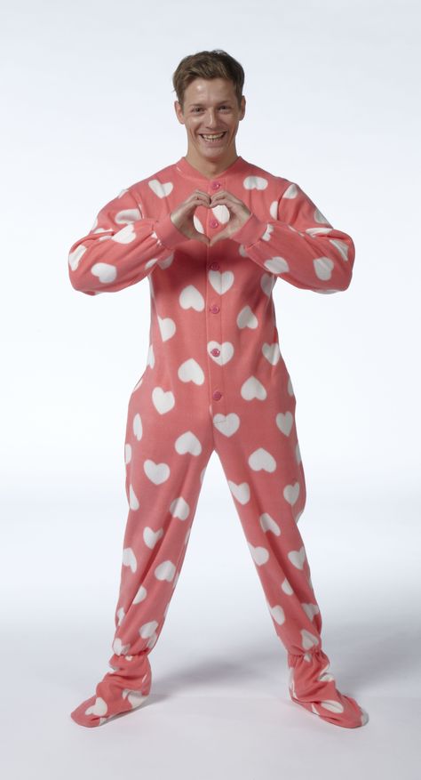 Snuggaroo Men's Pink Love Heart  Valentines All In One Footed Onesie Pyjamas PJs Pajamas Heart Pajamas, Pink Love Heart, Mens Onesie, Pink Pajamas, Party Fits, Onesie Pajamas, Heart Valentines, Party Inspo, The Heart Of Man