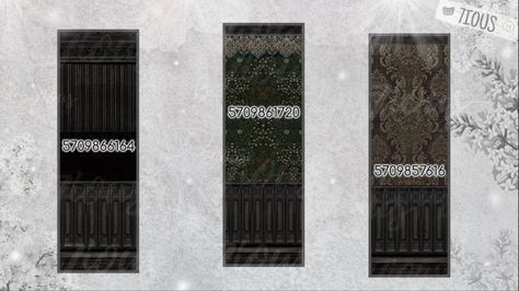 Dark Academia Codes Bloxburg, Roblox Bloxburg Gothic House, Dark Academia Bloxburg Outfit Codes, Bloxburg Dark Academia Decals, Bloxburg Gothic House Layout, Gate Decals Bloxburg, Bloxburg Stained Glass Decals Codes, Bloxburg Vintage Wallpaper Codes, Gothic Bloxburg Decals