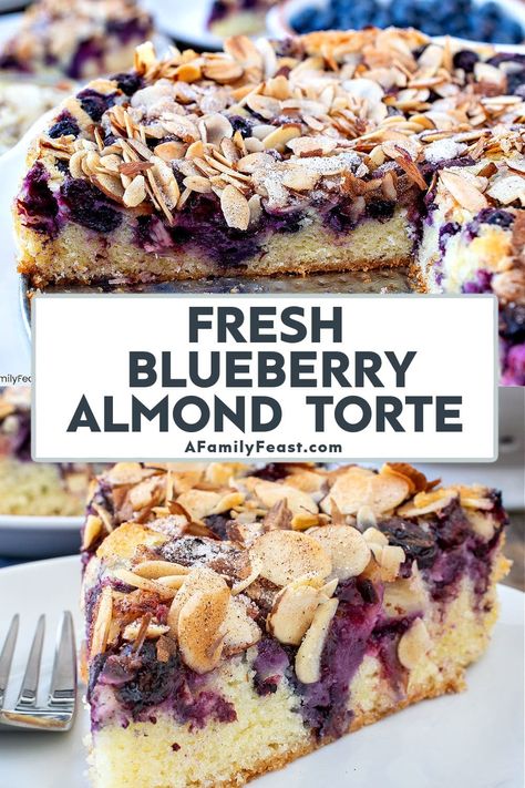 Fresh Blueberry Almond Torte - A Family Feast Blueberry Almond Cake, Blueberry Torte, Almond Torte, Dairy Free Cake Recipe, Aussie Food, Dairy Free Cake, Almond Cake, Best Cake Recipes, Different Cakes