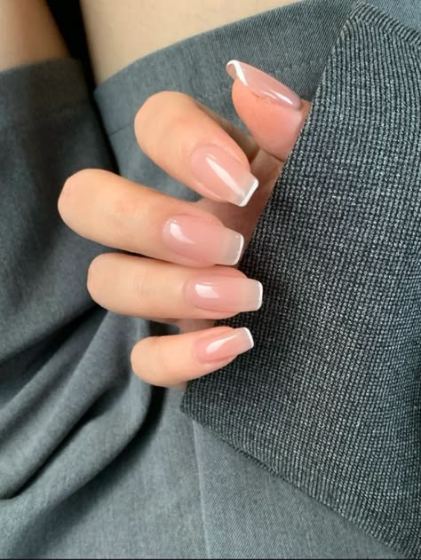 Asian Nails, Nail Trend, Minimal Nails, Simple Acrylic Nails, Casual Nails, Blush Nails, Almond Acrylic Nails, Soft Nails, Jelly Nails