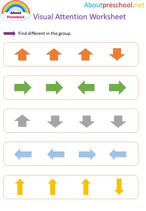 Preschool Visual Attention Worksheet 1 Visual Attention Worksheets, Attention Worksheets, Concentration Activities, English Preschool, Visual Motor Activities, Preschool English, Visual Discrimination Activities, Speech Therapy Worksheets, Visual Perceptual Activities