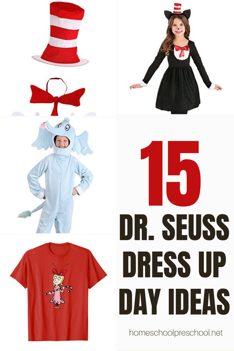 De Seuss Characters Costumes Diy, Dr Seuss Spirit Week Outfit Ideas, Dr Suess Outfits For Teachers, Dr Suess Characters Costumes Kids, Dr Suess Day Outfit, Dr Seuss Dress Up Ideas For Teachers, Dr Seuss Outfit Ideas, Dr Seuss Customes Ideas Diy, Dress Like Dr Seuss Character