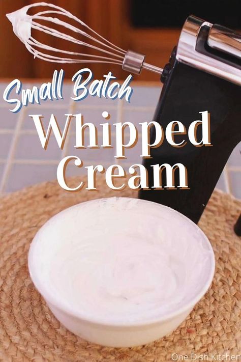 A bowl of homemade whipped cream next to an electric hand mixer. Heavy Cream Recipes Dessert Simple, Easy Whipped Cream Recipe, Wipped Cream, Heavy Cream Recipes, Homemade Whipped Cream Recipe, Baking Recipes Pie, Small Batch Baking, Recipes With Whipping Cream, Making Whipped Cream