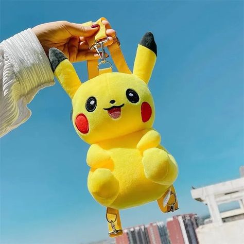 Funny Backpacks, Backpack Japanese, Pokemon Fashion, Pikachu Pikachu, Doll Backpack, Pikachu Plush, Plush Backpack, Kawaii Plush, Pokemon Pikachu