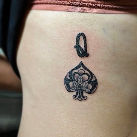 Interracial Tattoos, Queen Of Spades Card Tattoo, Tattoos Memorial, Tattoo Lower Back, Spade Tattoo, Queen Tattoo, Lace Tattoo, Card Tattoo, Tattoo Designs And Meanings