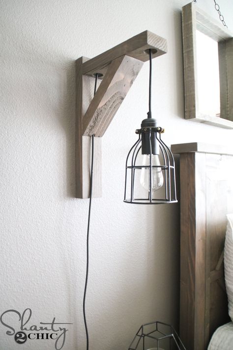 Rustic Lighting Diy, Koti Diy, Diy Rustic Home, Diy Lampe, Diy Rustic Decor, Bedroom Lamp, Creative Bedroom, Free Plans, Rustic Lighting