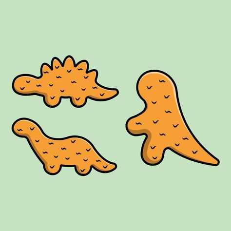 Dino Nuggets Cartoon Vector Icon Illustration. Food Icon Concept Isolated Premium Vector. Dino Nugget Drawing, Dino Nuggets Drawing, Dino Nuggets Aesthetic, Dino Nugget Tattoo, Chicken Nuggets Drawing, Nugget Drawing, Dino Nuggies, Dino Chicken Nuggets, Dinosaur Chicken Nuggets