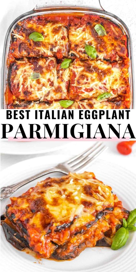 Classic Eggplant Parmesan Recipe, Eggplant Parmesan Ricotta, Eggplant Parmesan No Egg, Bake Eggplant Parmesan, Brinjal Recipes Italian, Quick Eggplant Parmesan, Eggplant Parmigiana Easy, Eggplant Parm Recipes Easy, Non Breaded Eggplant Parmesan