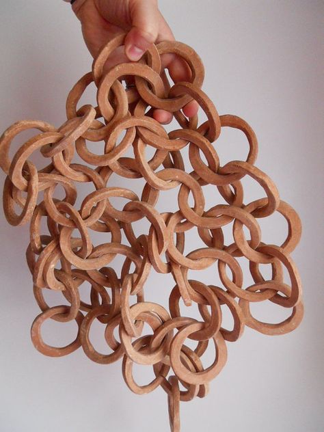 Ceramic Chain Link by melabo on Etsy Clay Chain, Ceramic Coil Sculpture, Ceramic Chain, Chain Sculpture, Ceramic Knot Sculpture, Ceramic Chain Sculpture, Wood Kiln, Clay Vase, Potters Wheel