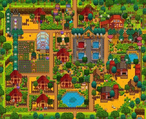 Stardew Valley Regular Farm Layout, Stardew Farm, Stardew Farms, Stardew Valley Layout, Farm Layout, Year 8, Farm Design, Game Ideas, Stardew Valley