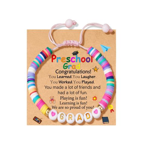 PRICES MAY VARY. 【Preschool Graduation Bracelet】If you want to prepare a graduation gift for her.This bracelet is the perfect kindergarten grad gift for your daughter, niece, granddaughter, etc. Give this cute bracelet to your girls as a special graduation gift. 【Adjustable Size】The bracelet is adjustable and measures between 6 to 10 inches, fits most wrists. 【Material】The colorful bracelet made of high quality silicone material, durable and not easy to deform or fade. 【Perfect Graduation Gift】T Pre K Graduation Ideas Gifts, Graduation Gifts For Girls, Preschool Graduation Gifts, Kindergarten Graduation Gift, Graduation Bracelet, Pre K Graduation, 8th Grade Graduation, Colorful Bracelet, Preschool Graduation