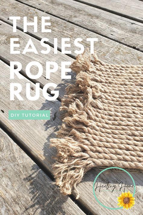 In this DIY Rope Rug Tutorial we discover how easy and simple it is to create a rustic DIY Rope rug in only about an hours worth of time. #diy #homedecor #DIYrug #roperug #rustic #farmhouse #rustickitchen Diy Bath Mat, Chunky Jute Rug, Bath Mat Diy, Macrame Rug, Jute Rug Living Room, Rug Diy, Rope Rug, Braided Rug Diy, Jute Round Rug