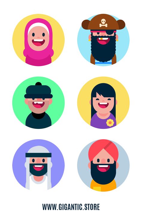 Flat Character Illustration, Flat Portrait, Human Profile, Student Illustration, Character Flat Design, Icon People, Avatar Design, Web Cartoon, Illustration Face