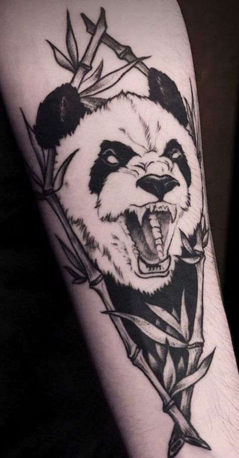 Cute Black And Grey Tattoos, Blackwork Animal Tattoo, Panda Tattoo Design, Stipple Tattoo, Tattoo Panda, Blackwork Tattoo Design, Amazing Tattoo Ideas, Stippling Tattoo, Shen Long Tattoo