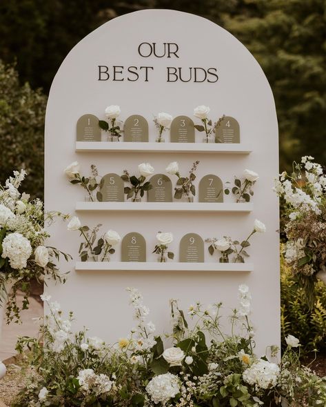 Congratulations to Mr. & Mrs. Royce 🥂 This garden wedding at the @gardensatuncanoonuc was an absolute dream! The gardens were bursting with color which made for the best photos 🥰 all of the details came together so perfectly - some of my favorites included the seating chart, the customized coasters, napkins with their pup Moose and an @afterthetone.co phone for guests to leave a message! The incredible vendors who helped make this day possible: Venue • @gardensatuncanoonuc Hair • @isntshe... Best Buds Seating Chart, Our Best Buds Seating Chart, Garden Seating Chart, Customized Coasters, Wedding Venue Decorations, Adventure Couple, Venue Decor, Mountain Elopement, Best Bud