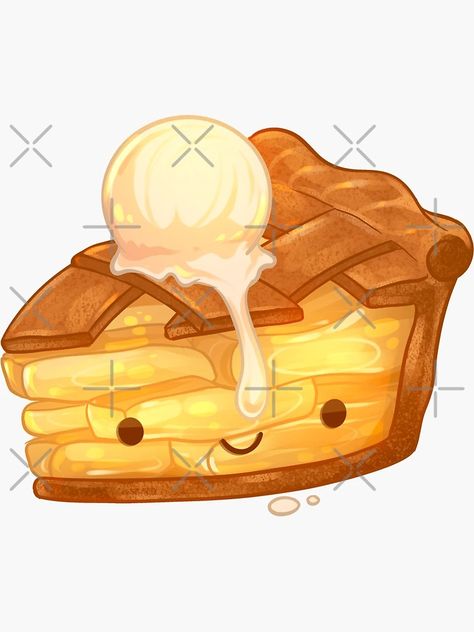 "Apple Pie" Sticker for Sale by GalaxyChicken | Redbubble Apple Pie With Ice Cream, Apple Pie Designs, Pie Clipart, Pie Sticker, Apple Pie Bread, Pie A La Mode, Sugar Apples, Ice Cream Pies, Cooked Apples