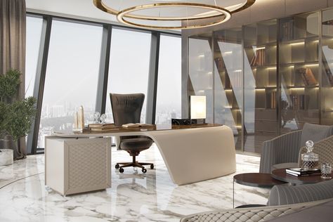 Beautiful office design || #interiordesign #office #interior #design #modern #beautiful Unique Office Design, Ceo Office Design, Executive Office Design, Modern Office Interiors, Corporate Office Design, Modern Office Design, Luxury Office, Lobby Design, Interior Modern