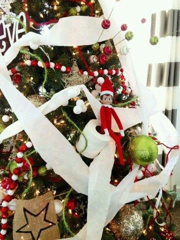 Toilet Paper Tree Xmas Elf, Elf Antics, Elf Fun, Christmas Traditions Family, Buddy The Elf, Elf On The Shelf Ideas, Noel Christmas, Shelf Ideas, On The Shelf