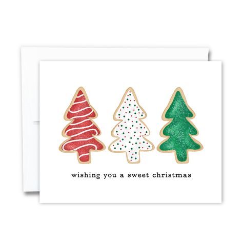 Christmas Cookie Greeting Card Christmas Cards To Friends, Christmas Cards Handmade Brown Card, Christmas Cards Handmade Inside, Water Colored Christmas Cards, Christmas Card Cookies, Happy New Year Handmade Cards, Diy Cute Christmas Cards, Easy Cricut Christmas Cards, Watercolor Card Christmas