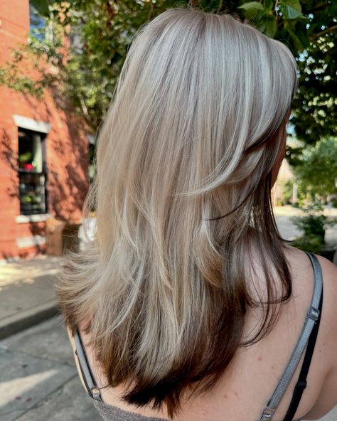 moody platinum toned with @redkenpro @redken •10VV 10T 9G 9N clear •4NB 4NA #platinumblonde #twotonedhair #blonde #lowlights #redken #redkenobsessed #redkenshadeseq #althair #highcontrasthair #phillyhairstylist #phillyhair #phillyhairsalon #althairstylist #haircolorist @modernsalon @american_salon @hairbrained_official @hair_slayerz @elevatehair Platinum Blonde Lowlights, Blonde Cool Tone Highlights, Lowlights In Blonde Hair, Platinum Blonde Hair With Lowlights, Level 9 Blonde, Dishwater Blonde Hair, Blonde Lowlights, Blonde Hair With Lowlights, Two Toned Hair