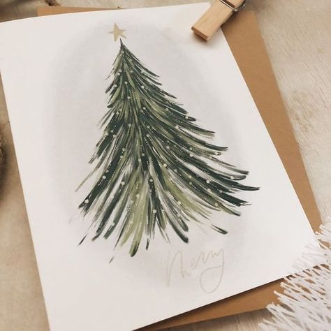 Diy Christmas Card Ideas, Joululahjat Diy, Diy Christmas Card, Christmas Card Ideas, Easy Handmade, Christmas Card Art, Watercolor Christmas Cards, Christmas Card Crafts, Tree Cards