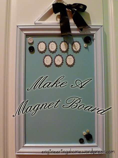 Magnet Board - can buy magnet paint, or chalk board paint Magnet Board Kids, Diy Magnet Board, Laundry Remodel, Magnet Boards, Diy Household Cleaners, Diy Magnets, Framed Magnetic Board, Pinterest Challenge, Magnet Board