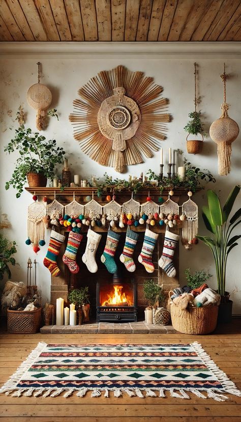 🎄 21 Christmas Fireplace Decorating Ideas That Will Make Your Home the Coziest Place This Holiday Season! 🔥 California Christmas Decor, Eclectic Christmas Decor, Christmas Fireplace Decor Ideas, Fireplace Decorating Ideas, Eclectic Christmas, Fireplace Decorating, Fireplace Decor Ideas, Diy Christmas Fireplace, Christmas Tree And Fireplace