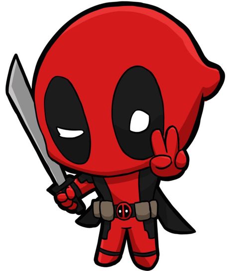 Deadpool Kawaii, Deadpool Painting, Deadpool Illustration, Deadpool Png, Deadpool Cartoon, Cute Deadpool, Deadpool Pictures, Deadpool Fan Art, Deadpool Drawing